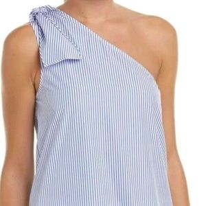 Theory Grajik One Shoulder Striped Blouse